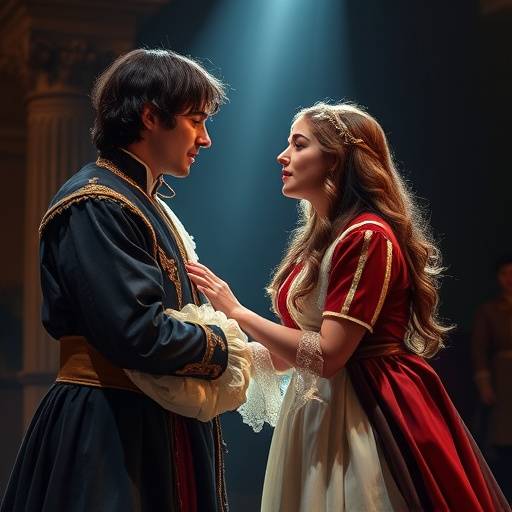Szene us 'Romeo und Julia' mit kostümierte Schauspieler
